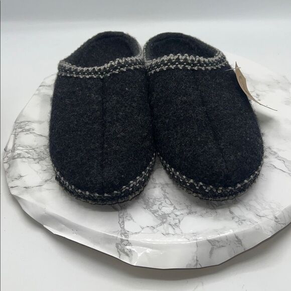 HAFLINGER AS Classic Charcoal Wool Slipper-9 NEW! - Picture 3 of 9